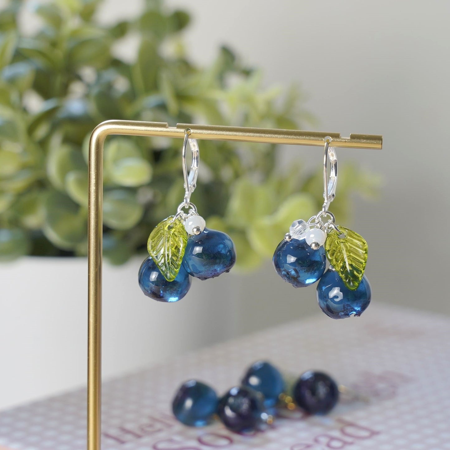 Blueberry Resin Art Earrings Small Wildberry Fruit Handmade