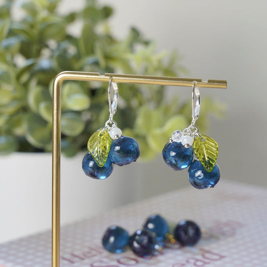 Blueberry Resin Art Earrings Small Wildberry Fruit Handmade