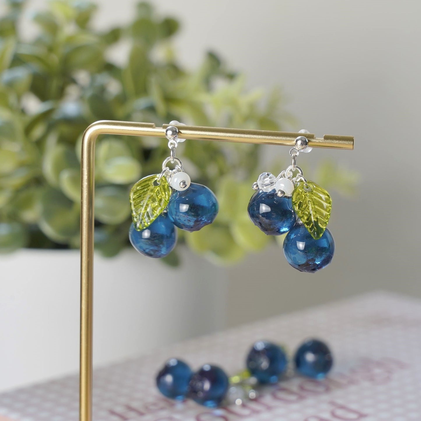 Blueberry Resin Art Earrings Small Wildberry Fruit Handmade