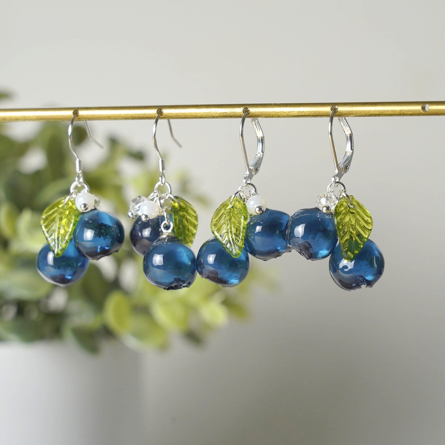 Blueberry Resin Art Earrings Small Wildberry Fruit Handmade