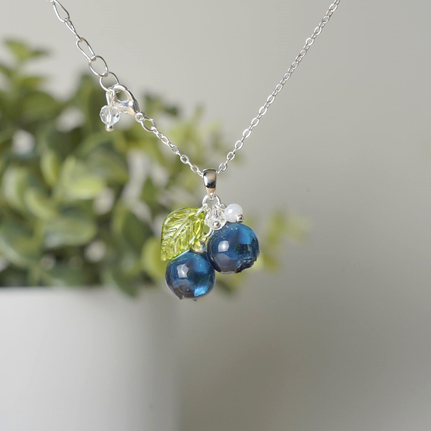 Blueberry Small Berry Cluster Resin Necklace Custom Personalized
