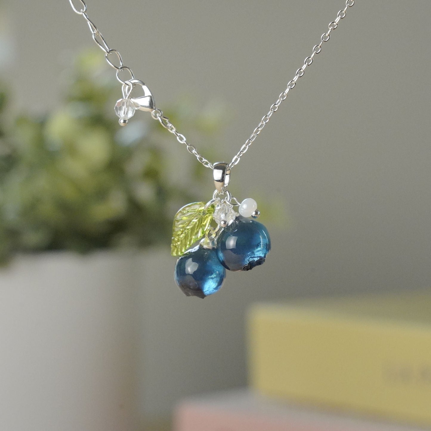 Blueberry Small Berry Cluster Resin Necklace Custom Personalized
