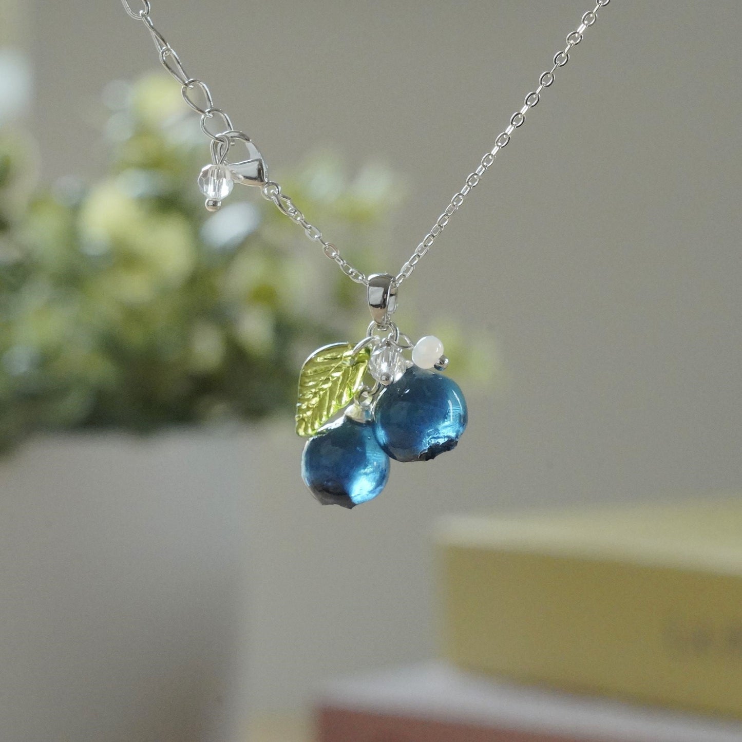 Blueberry Small Berry Cluster Resin Necklace Custom Personalized