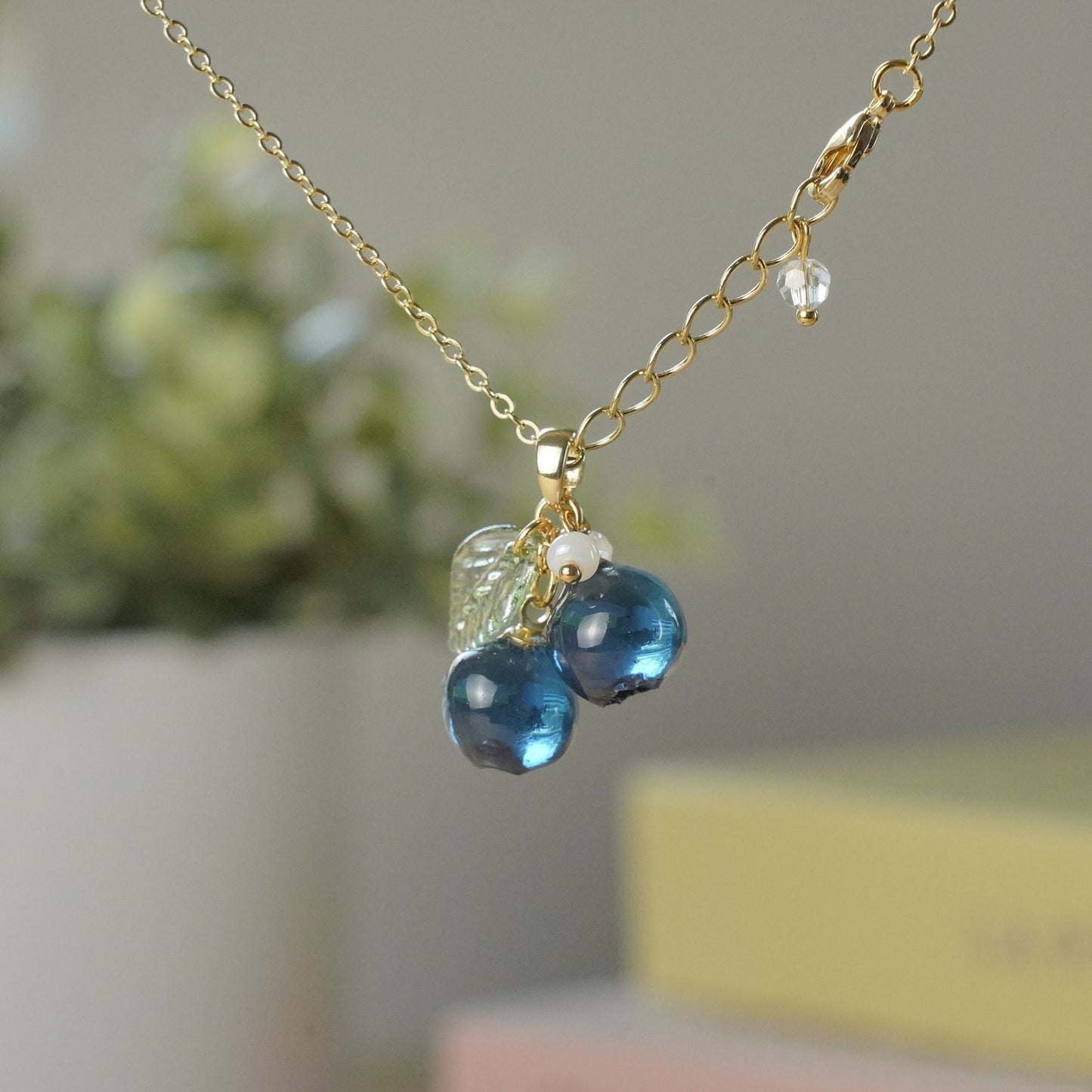 Blueberry Small Berry Cluster Resin Necklace Custom Personalized