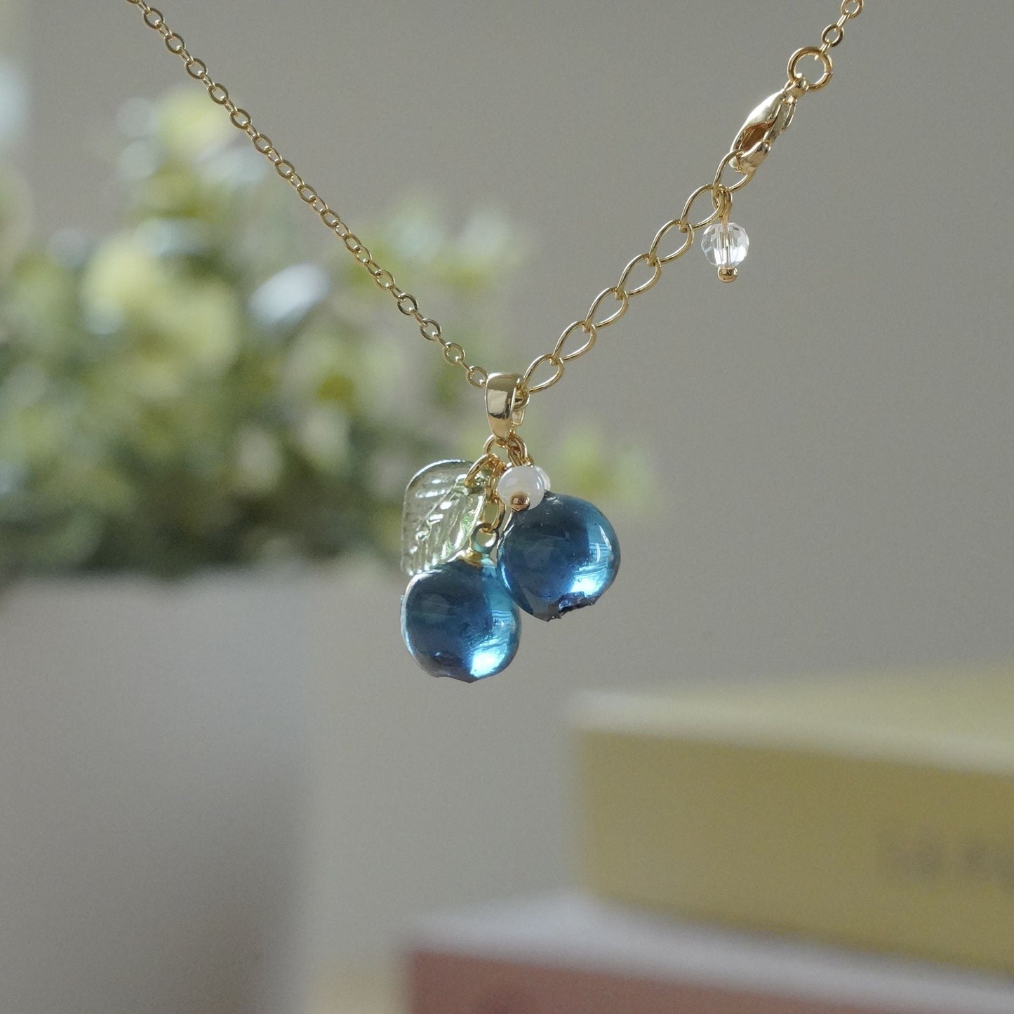 Blueberry Small Berry Cluster Resin Necklace Custom Personalized