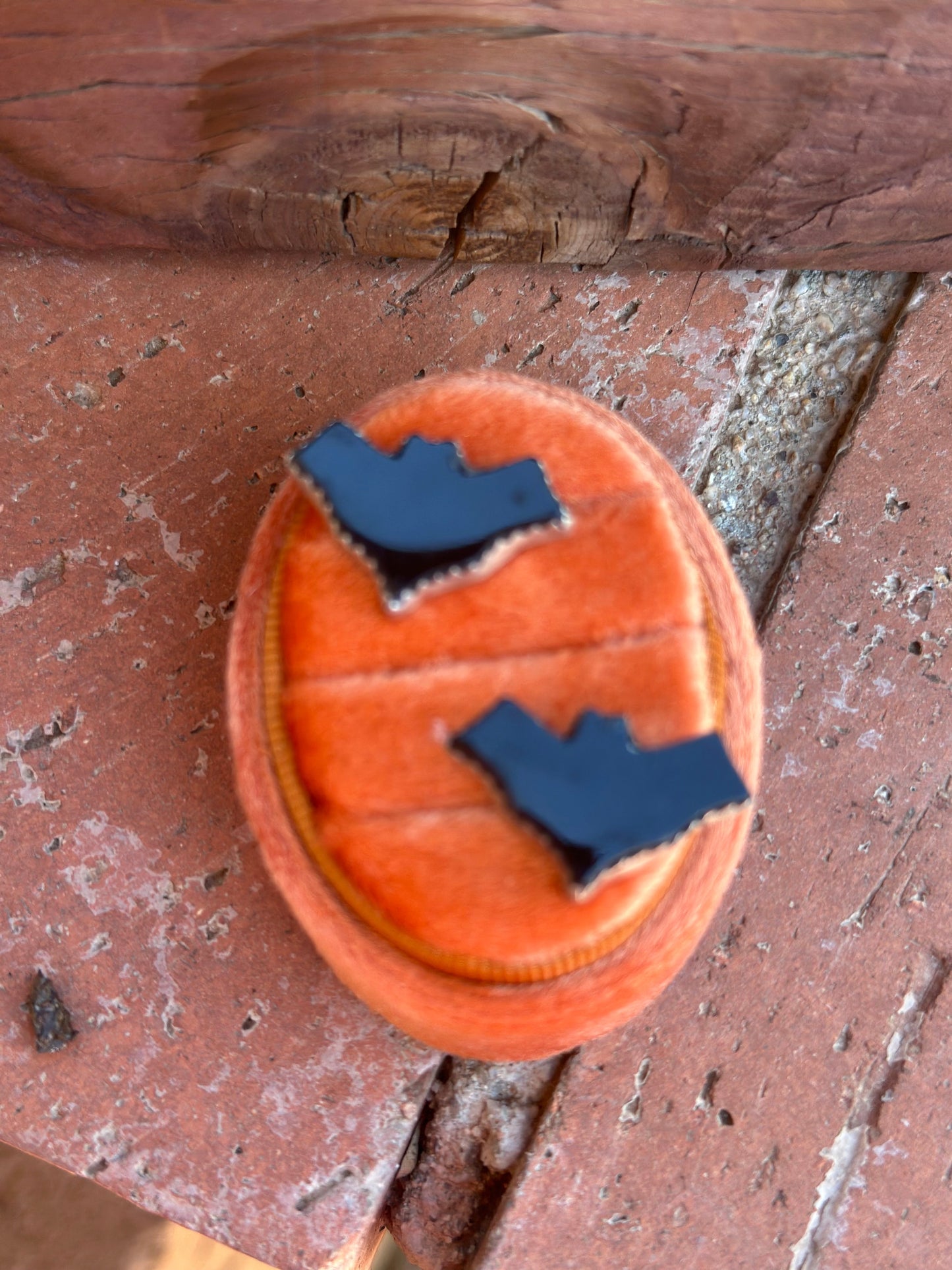 Sterling Silver and Onyx Bat Handmade Post Earrings Halloween Collection