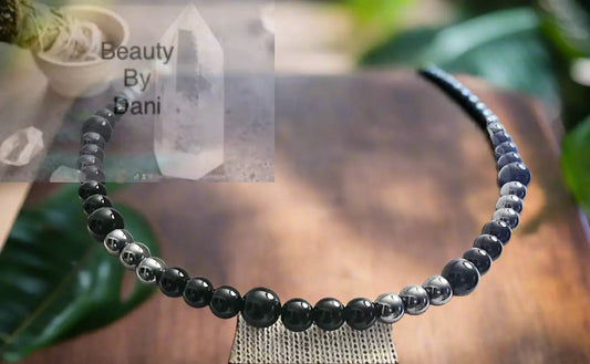 Blackstone and Hematite 18 Inch Beads Necklace