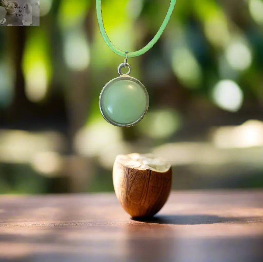 Aventurine Small Circle Necklace Natural Gemstone Jewelry