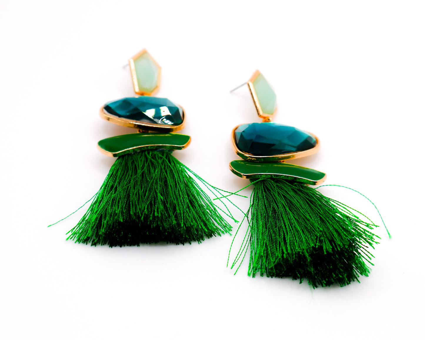 Emerald Sparkle Crystal Drop Earrings for Women Le Reussi