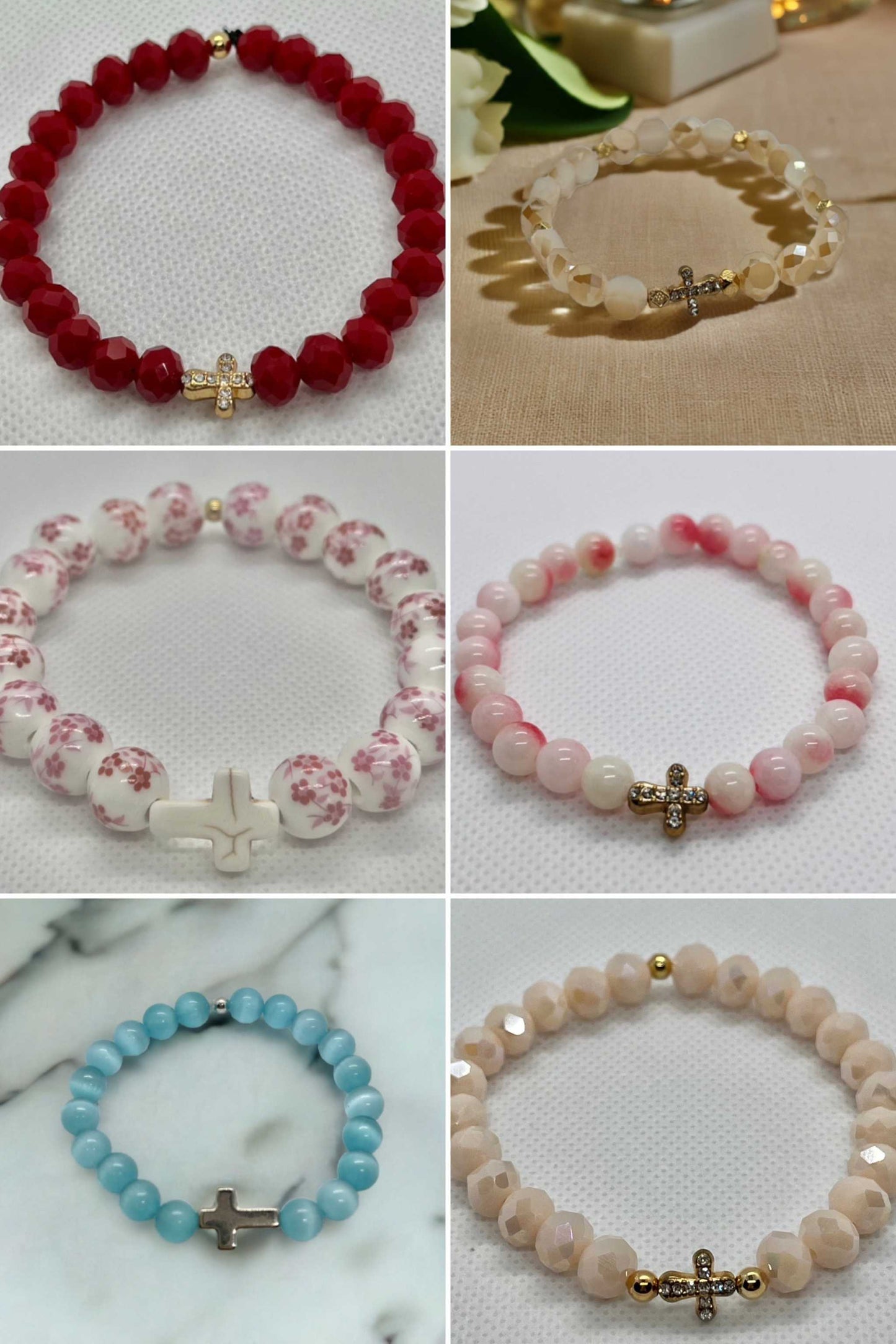 Faith-Inspired Cross Bead Bracelet Collection Jewelry