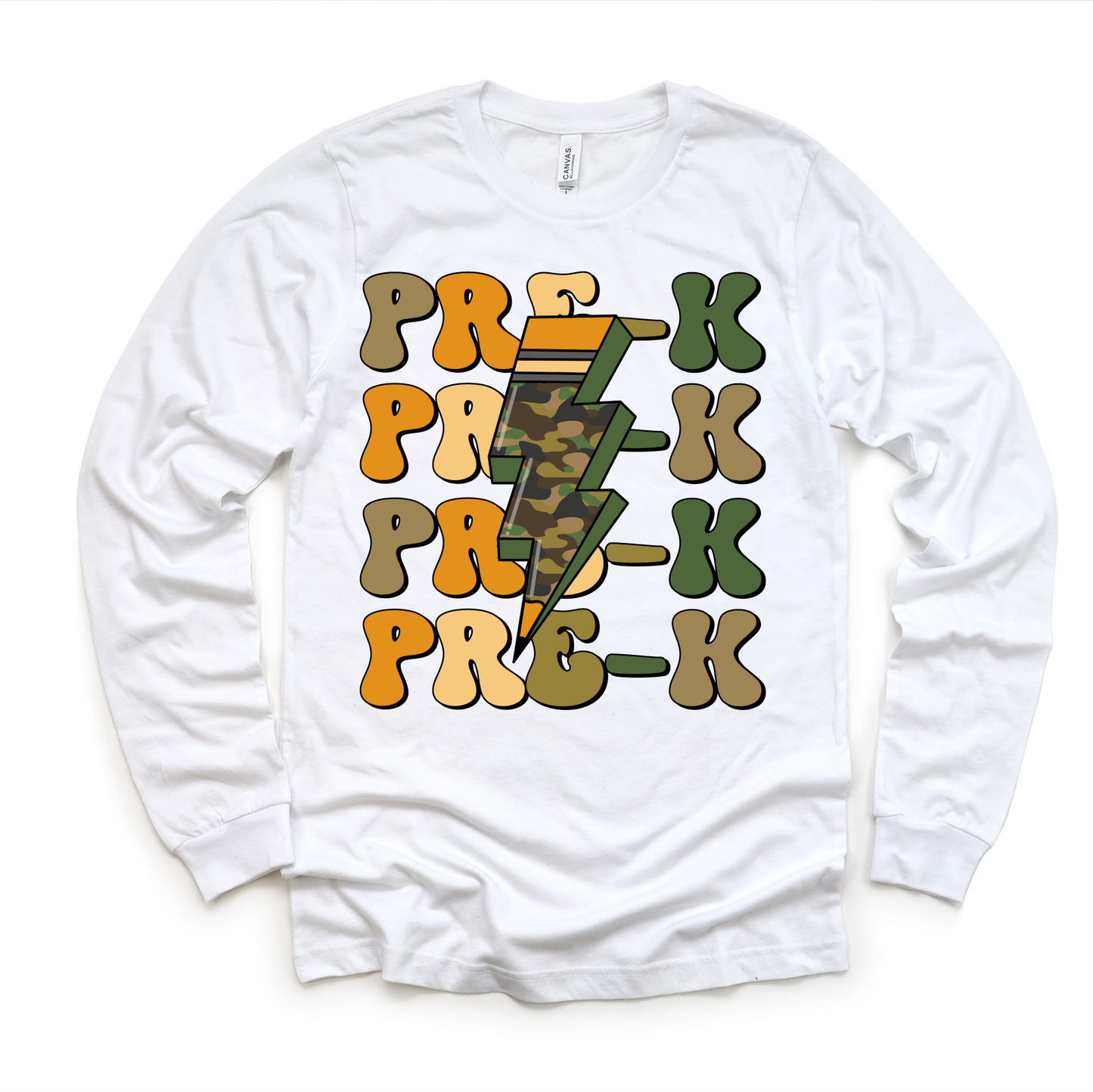 Pre-K Camo Lighting Bolt Shirt - Back To School Tee