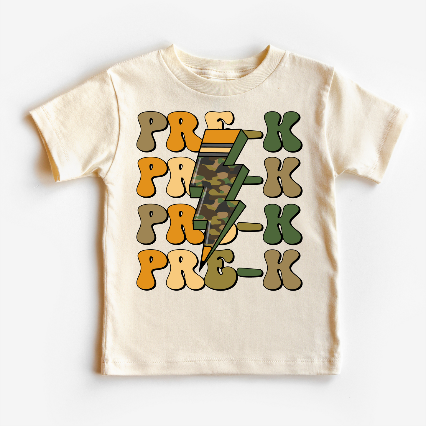 Pre-K Camo Lighting Bolt Shirt - Back To School Tee