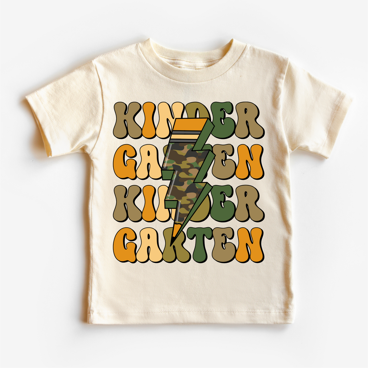 Kindergarten Camo Lighting Bolt Shirt - Back To School Tee