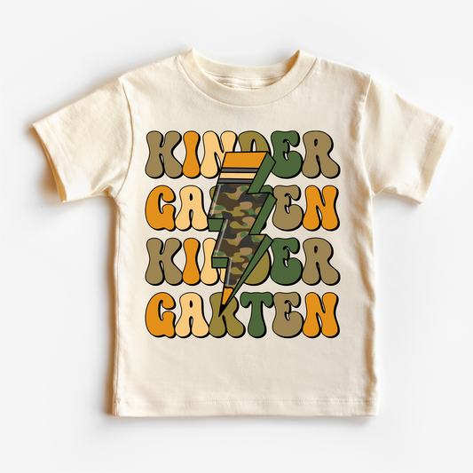 Kindergarten Camo Lighting Bolt Shirt - Back To School Tee