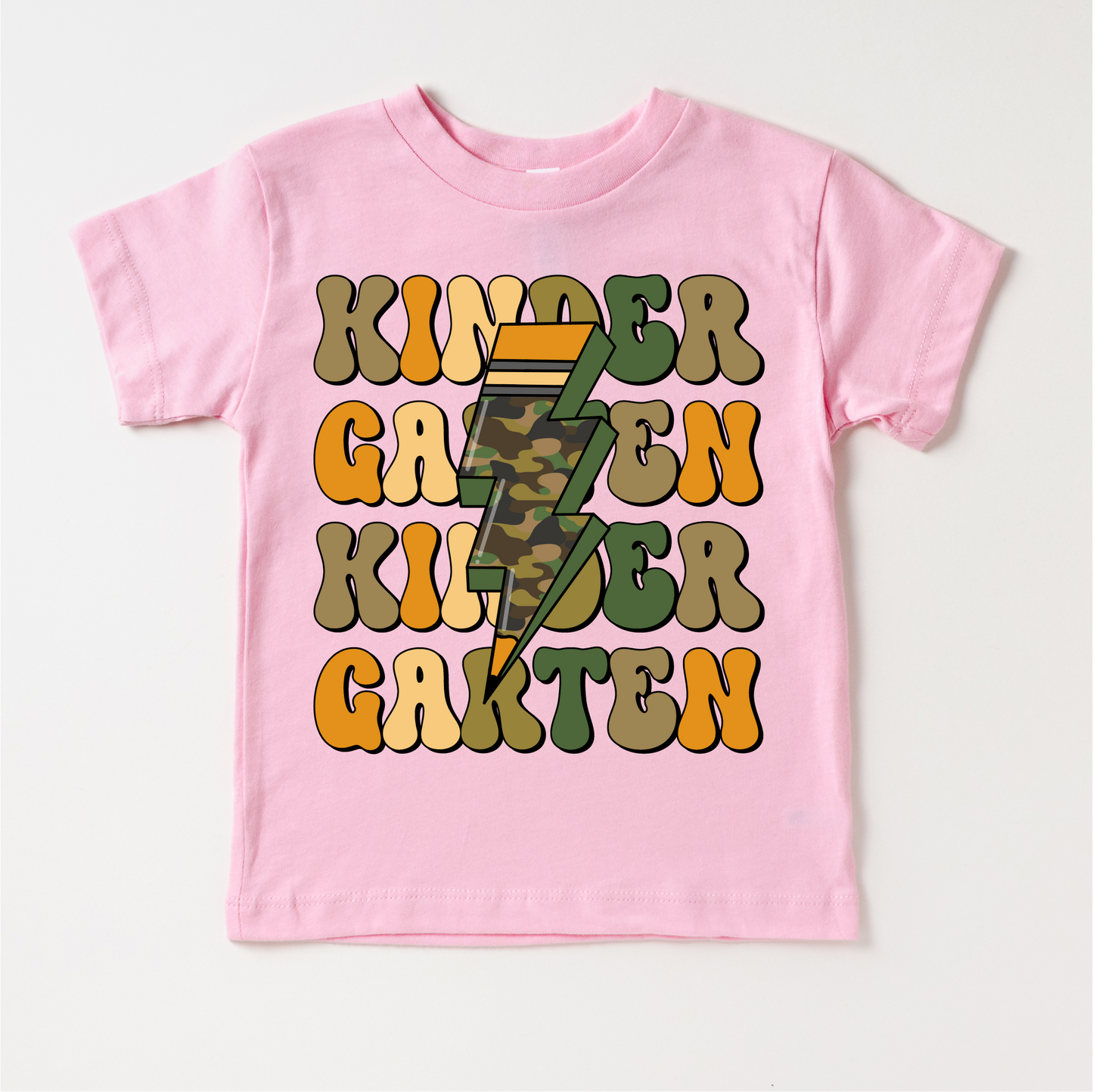 Kindergarten Camo Lighting Bolt Shirt - Back To School Tee