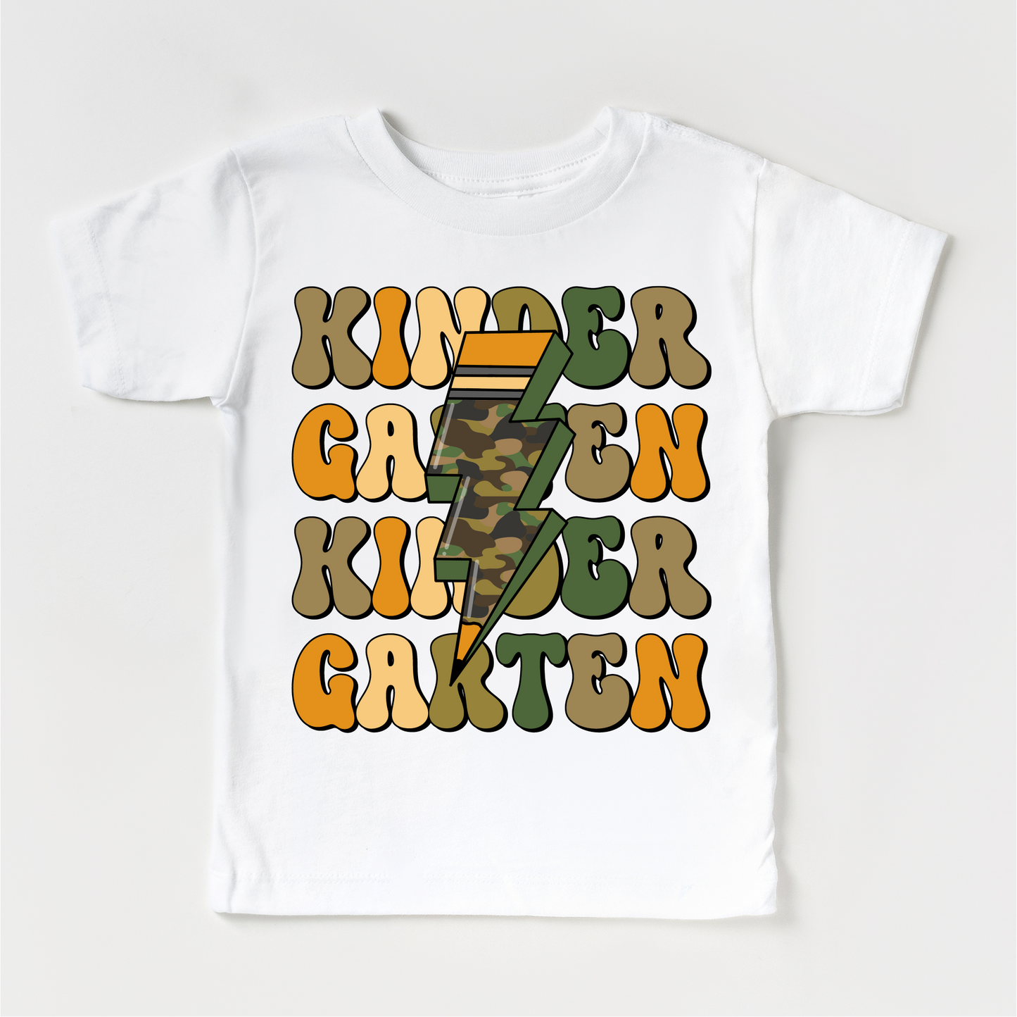Kindergarten Camo Lighting Bolt Shirt - Back To School Tee