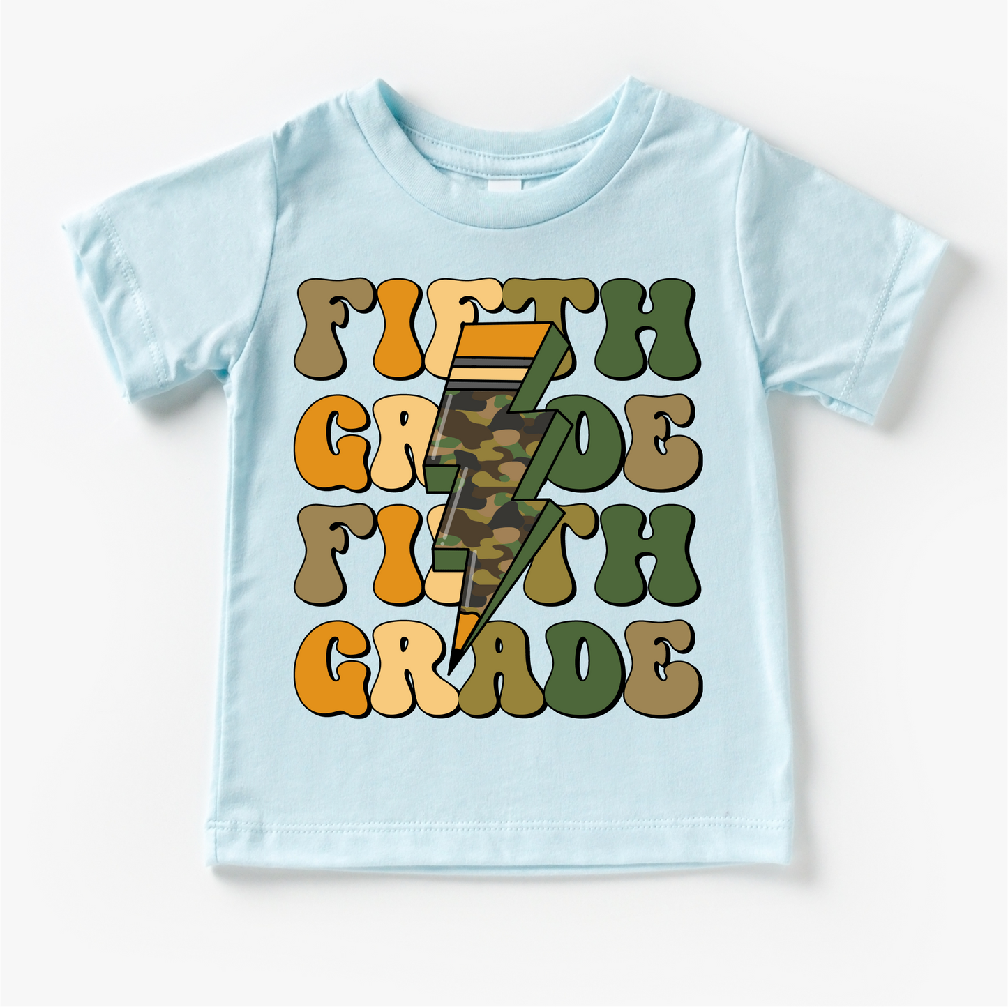Fifth Grade Camo Lightning Bolt Shirt Back To School Tee Madi Moosh