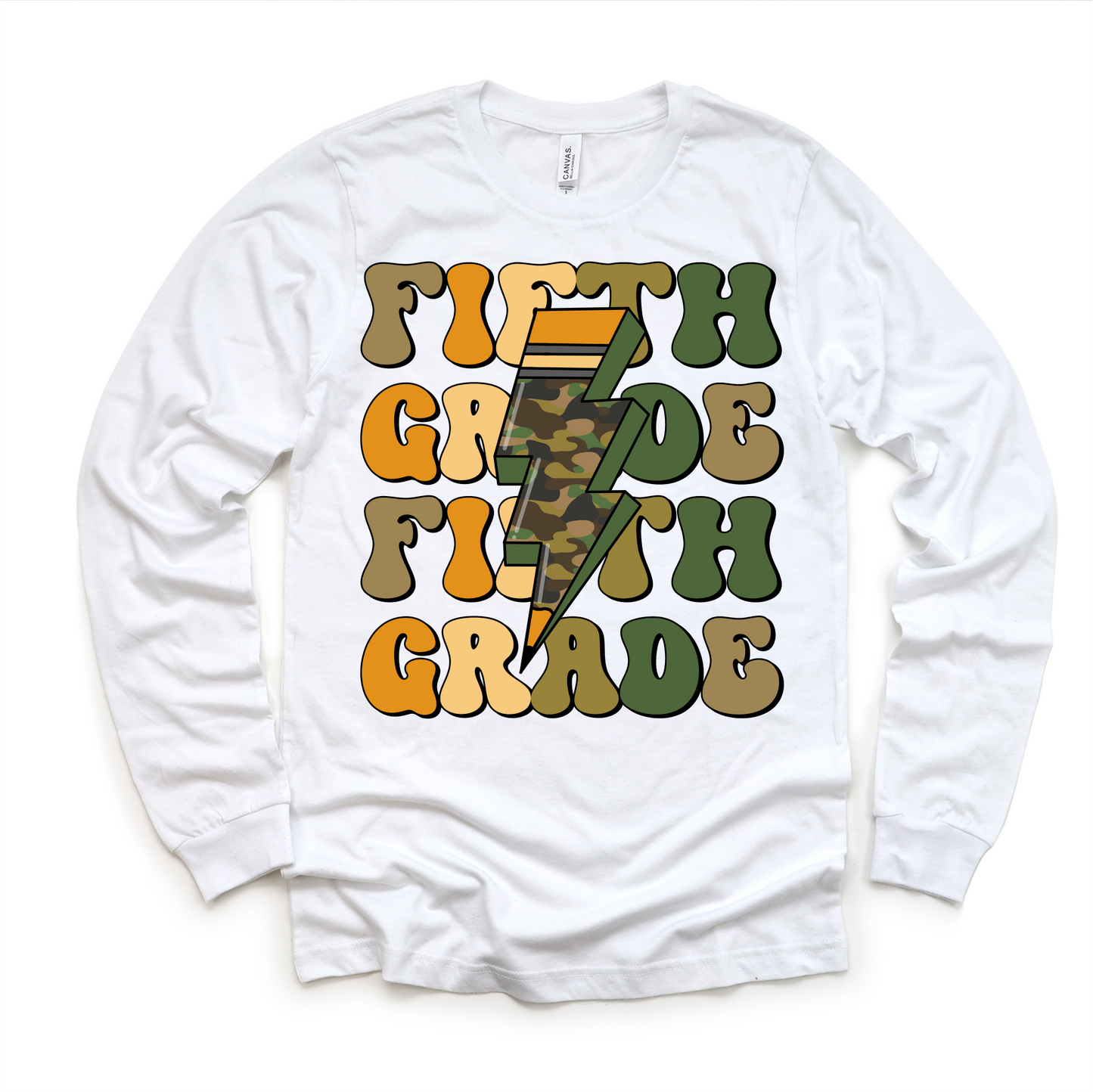 Fifth Grade Camo Lightning Bolt Shirt Back To School Tee Madi Moosh