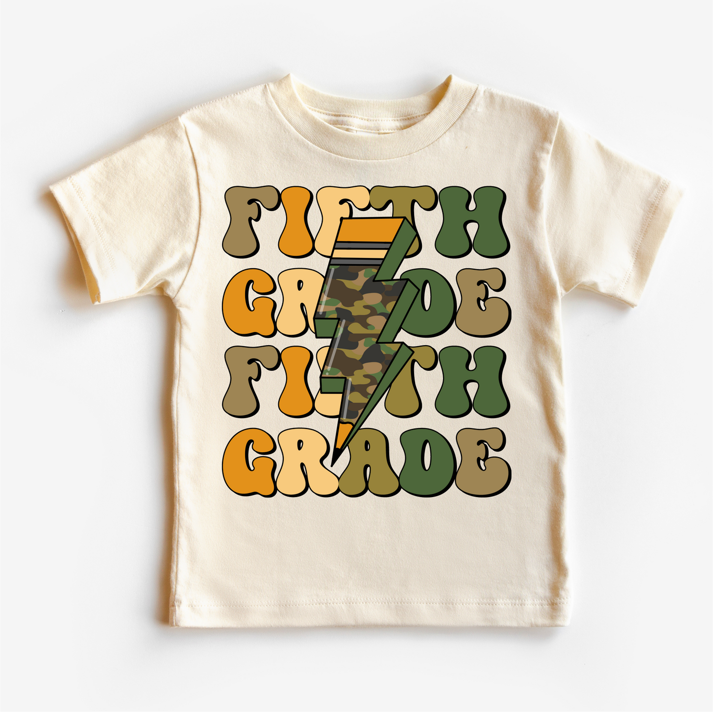 Fifth Grade Camo Lightning Bolt Shirt Back To School Tee Madi Moosh
