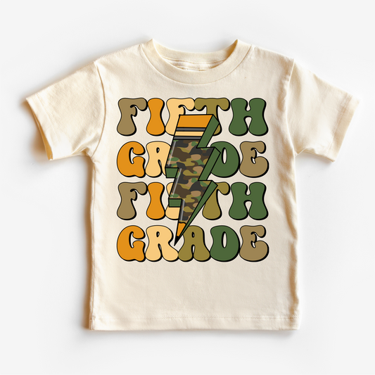 Fifth Grade Camo Lightning Bolt Shirt Back To School Tee Madi Moosh