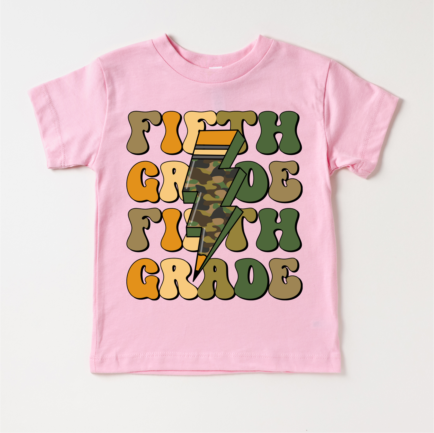 Fifth Grade Camo Lightning Bolt Shirt Back To School Tee Madi Moosh