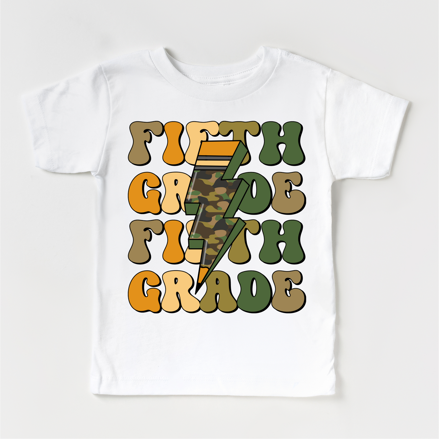 Fifth Grade Camo Lightning Bolt Shirt Back To School Tee Madi Moosh
