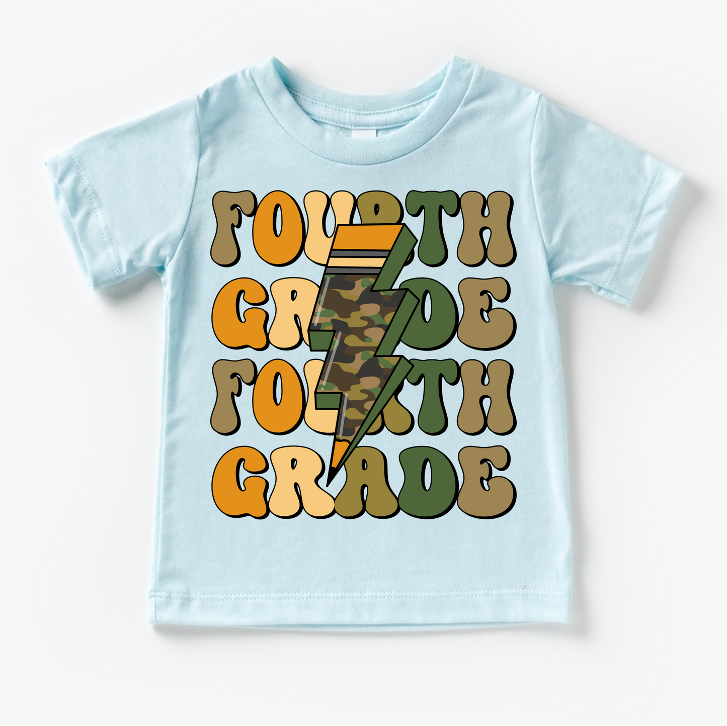 Fourth Grade Camo Lightning Bolt Shirt Back To School Tee Madi Moosh