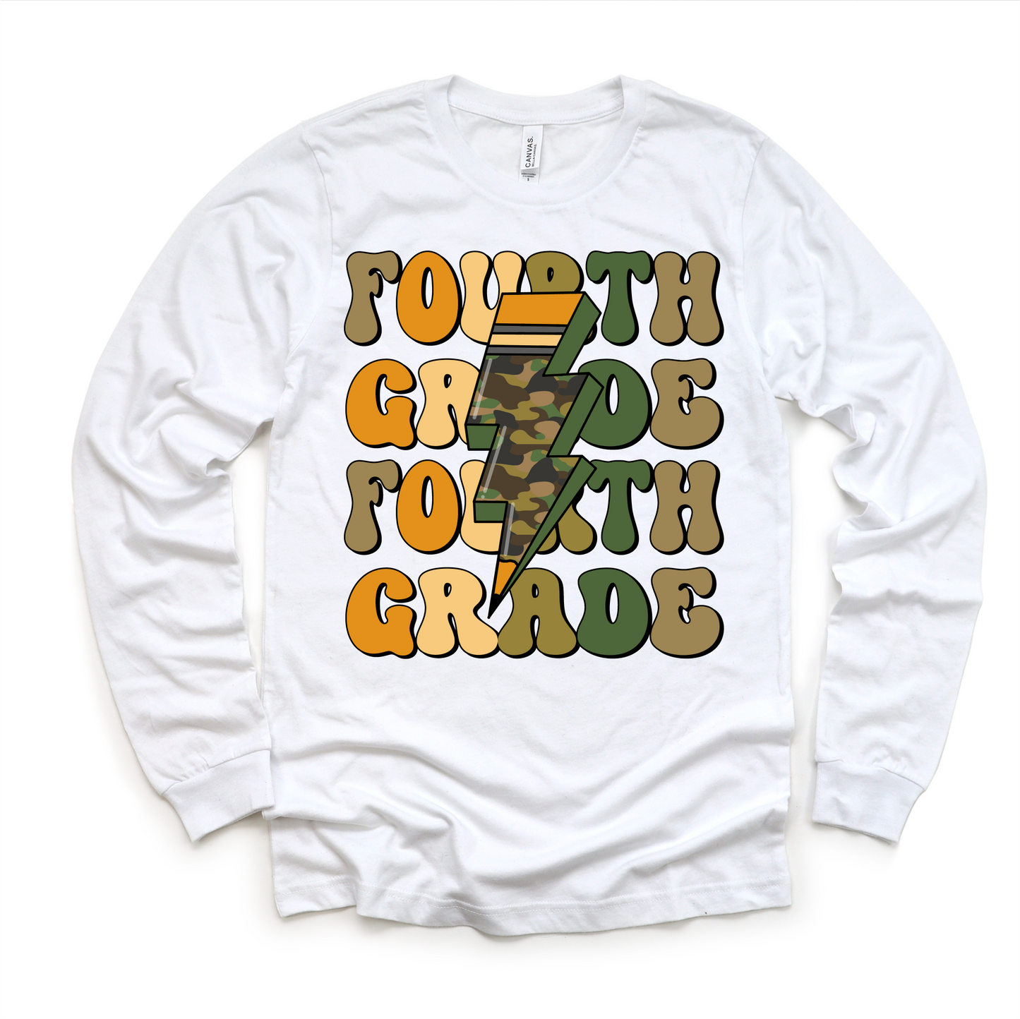 Fourth Grade Camo Lightning Bolt Shirt Back To School Tee Madi Moosh