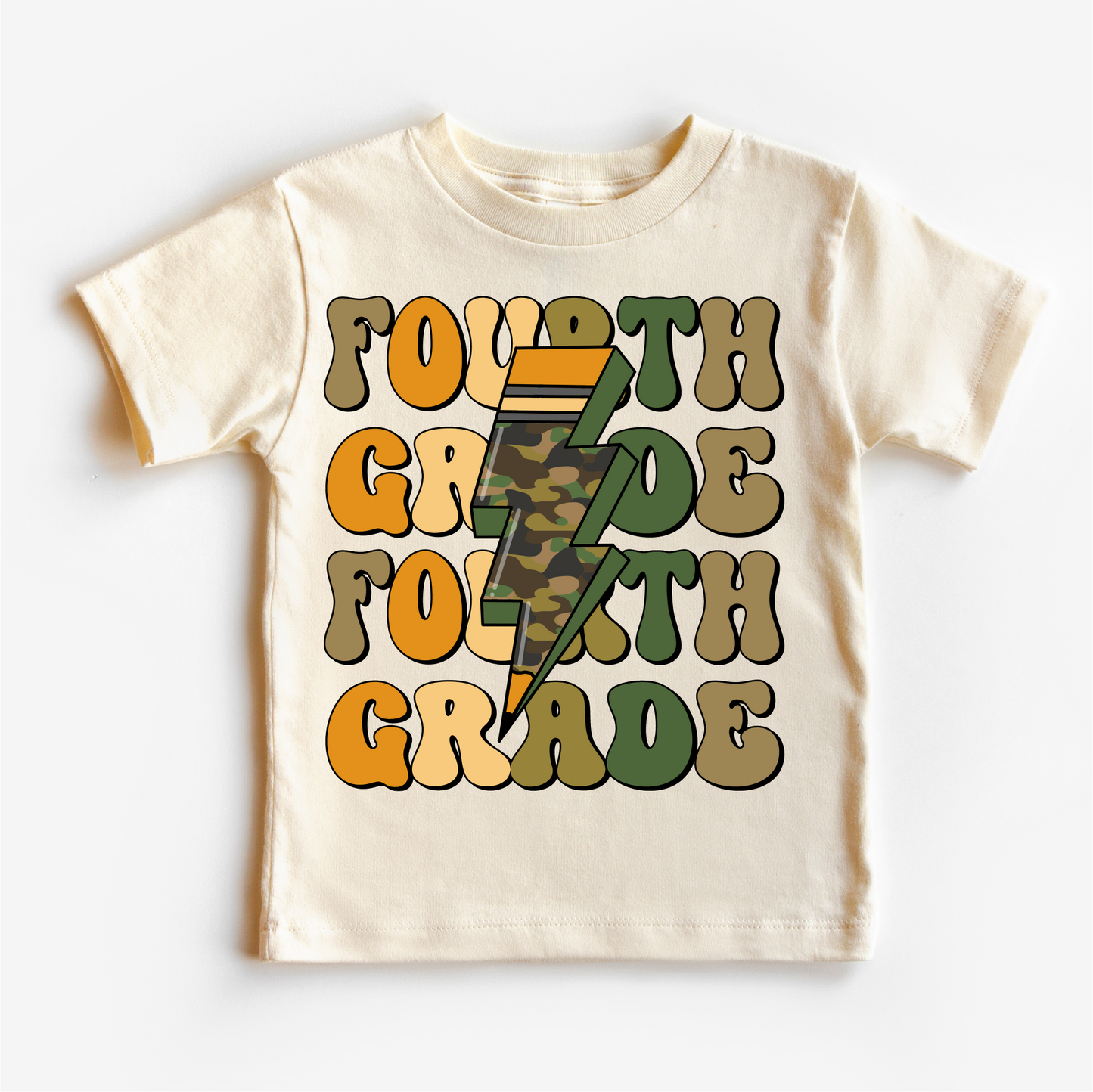 Fourth Grade Camo Lightning Bolt Shirt Back To School Tee Madi Moosh