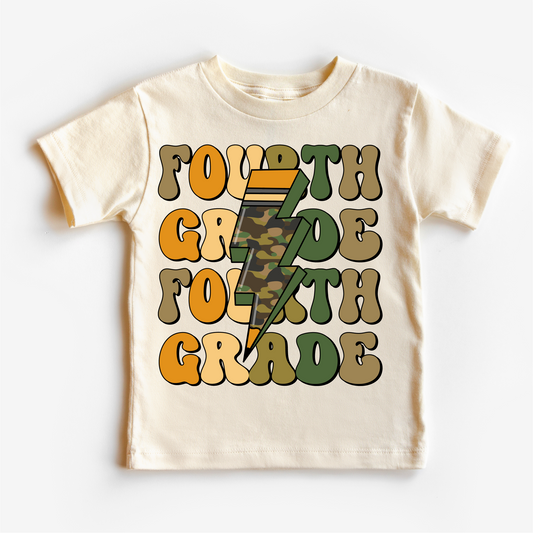 Fourth Grade Camo Lightning Bolt Shirt Back To School Tee Madi Moosh