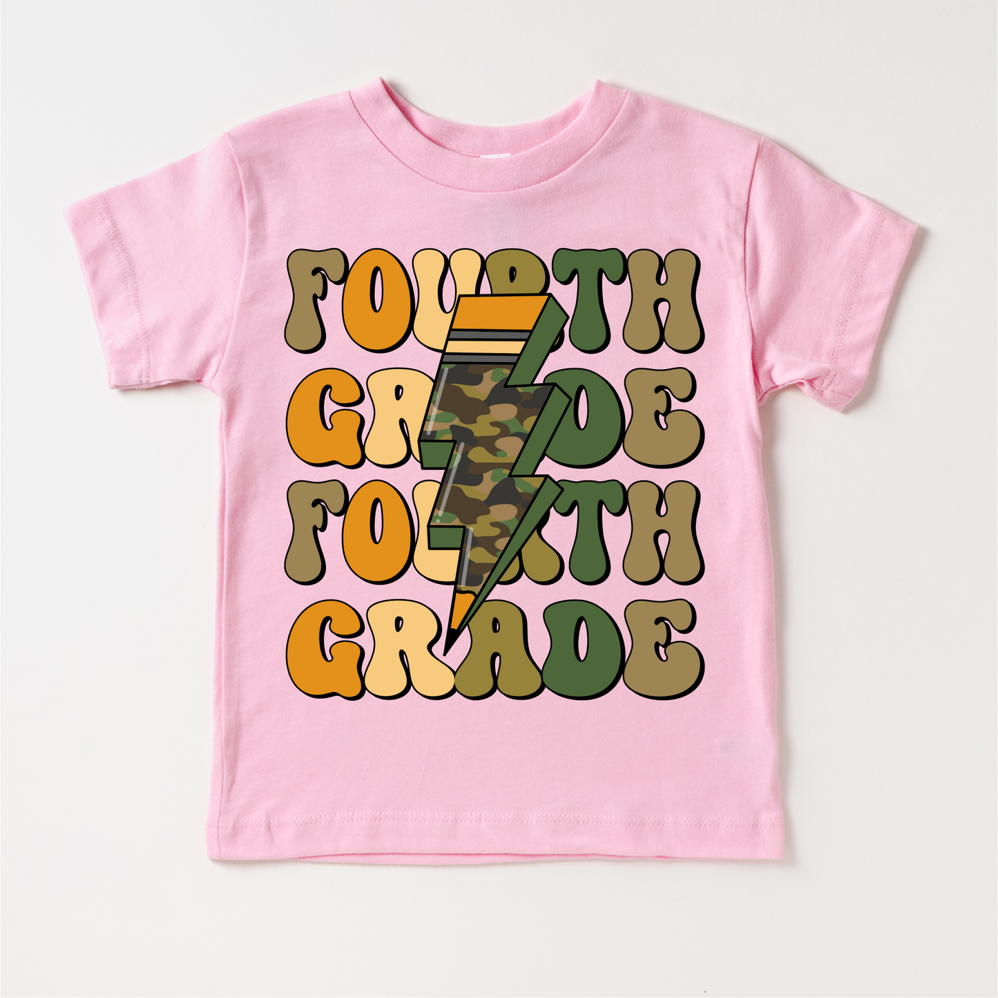 Fourth Grade Camo Lightning Bolt Shirt Back To School Tee Madi Moosh