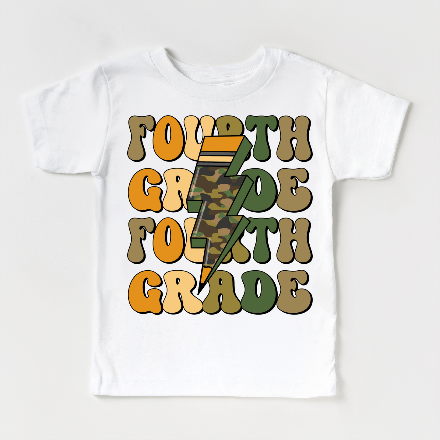 Fourth Grade Camo Lightning Bolt Shirt Back To School Tee Madi Moosh