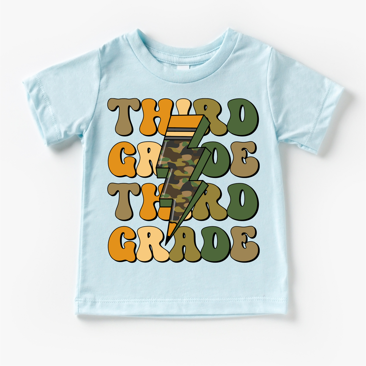 Third Grade Camo Lightning Bolt Shirt Back To School Tee Madi Moosh