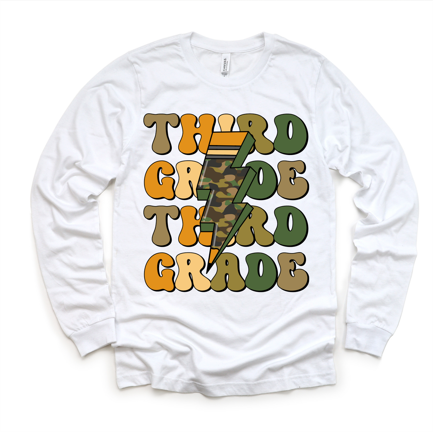 Third Grade Camo Lightning Bolt Shirt Back To School Tee Madi Moosh