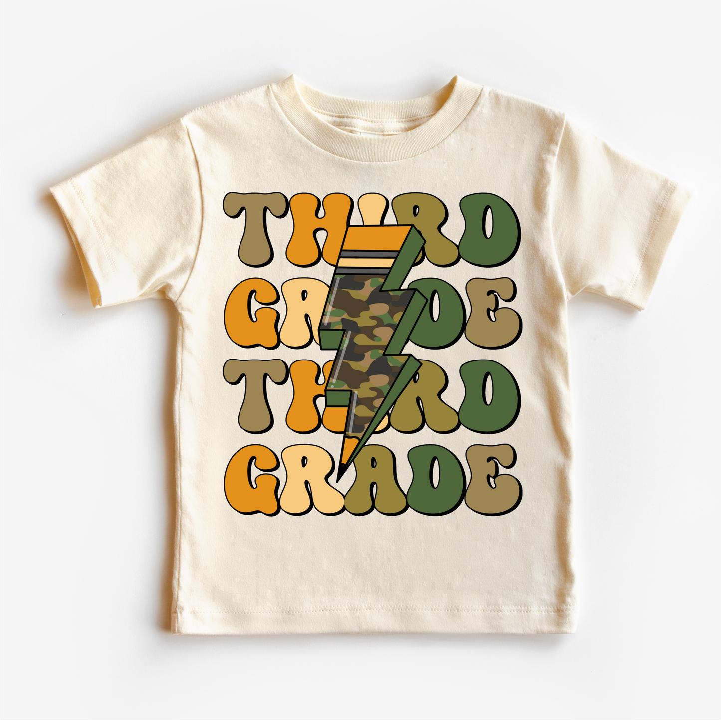 Third Grade Camo Lightning Bolt Shirt Back To School Tee Madi Moosh