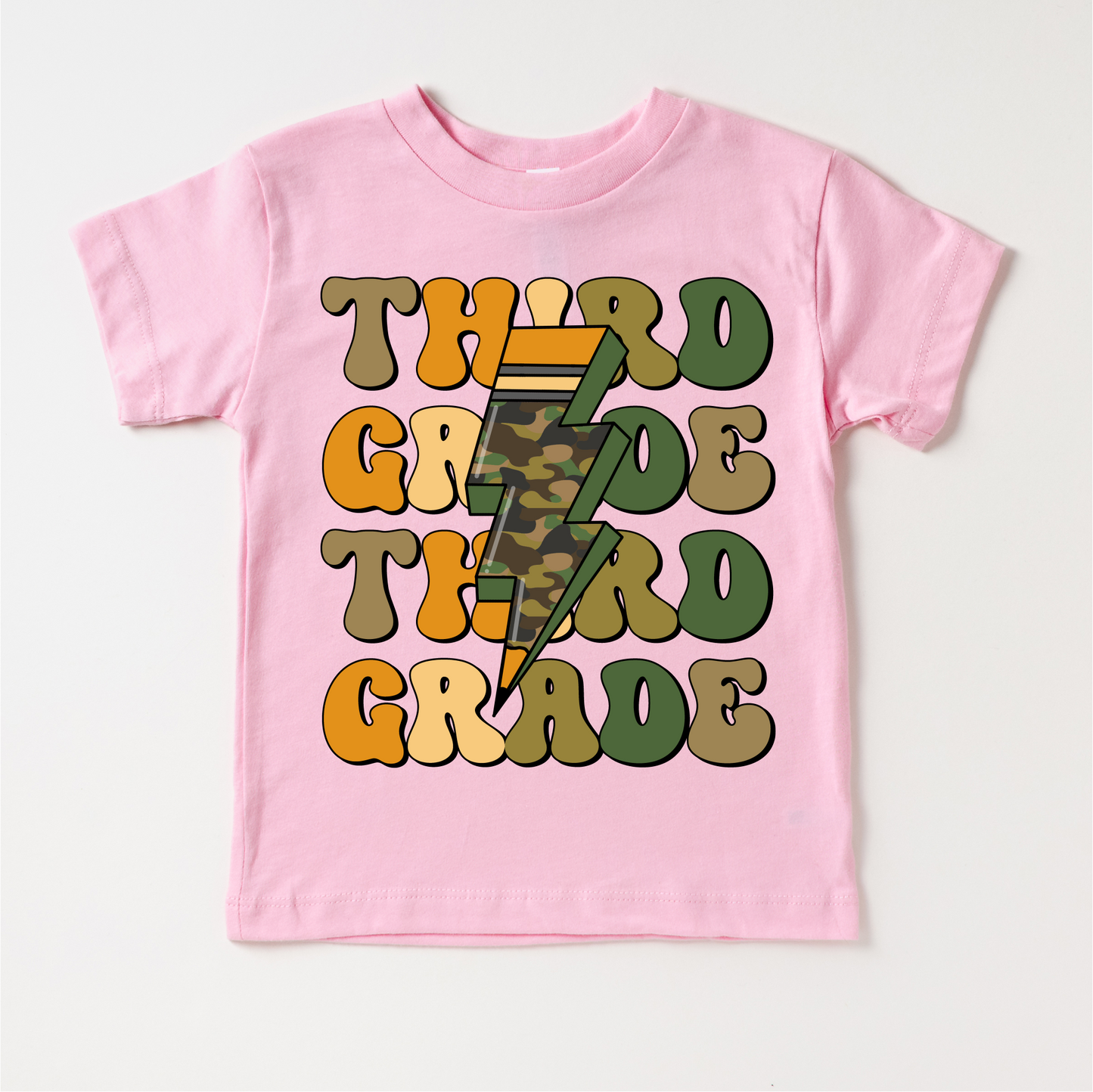 Third Grade Camo Lightning Bolt Shirt Back To School Tee Madi Moosh
