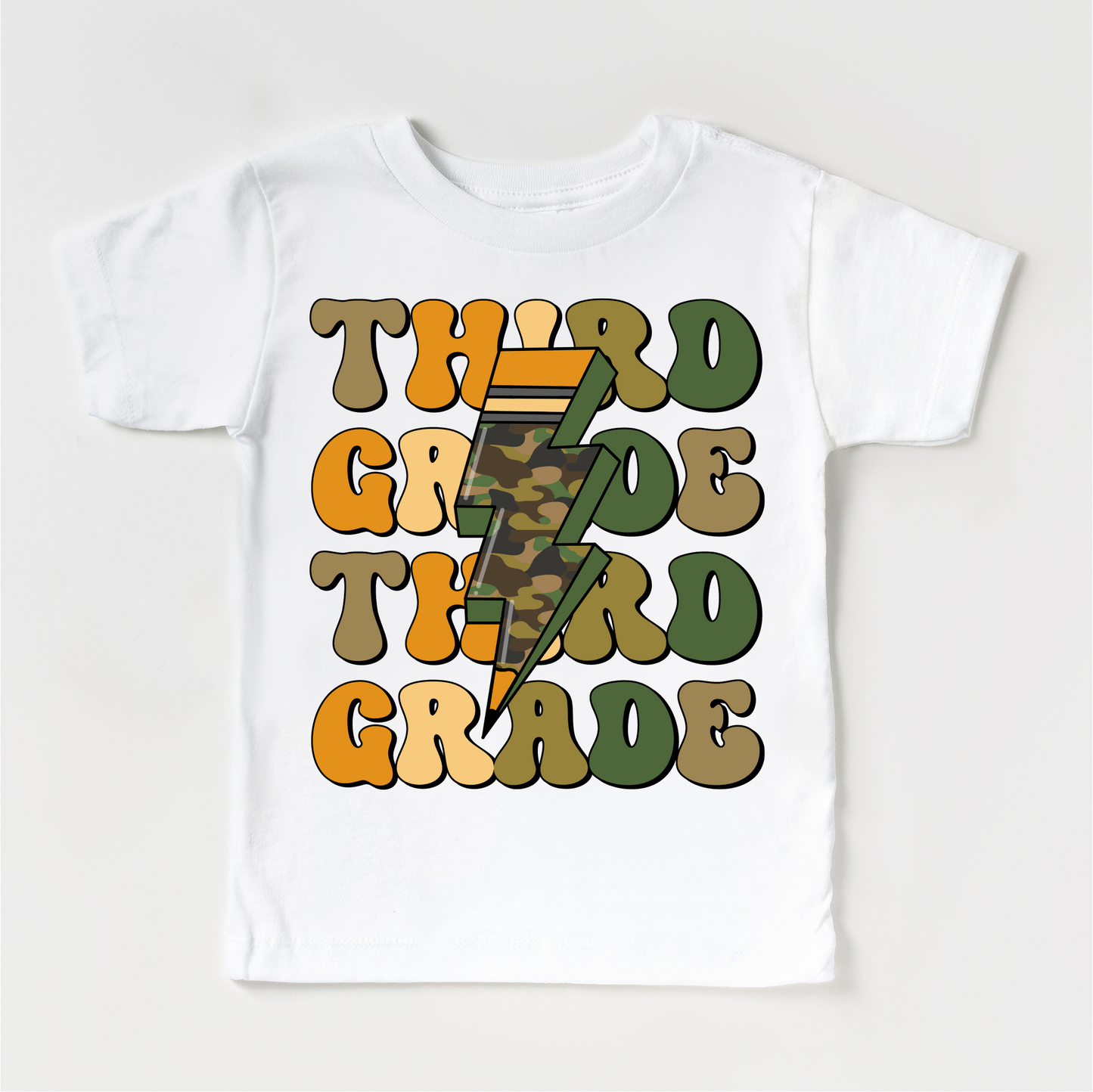 Third Grade Camo Lightning Bolt Shirt Back To School Tee Madi Moosh