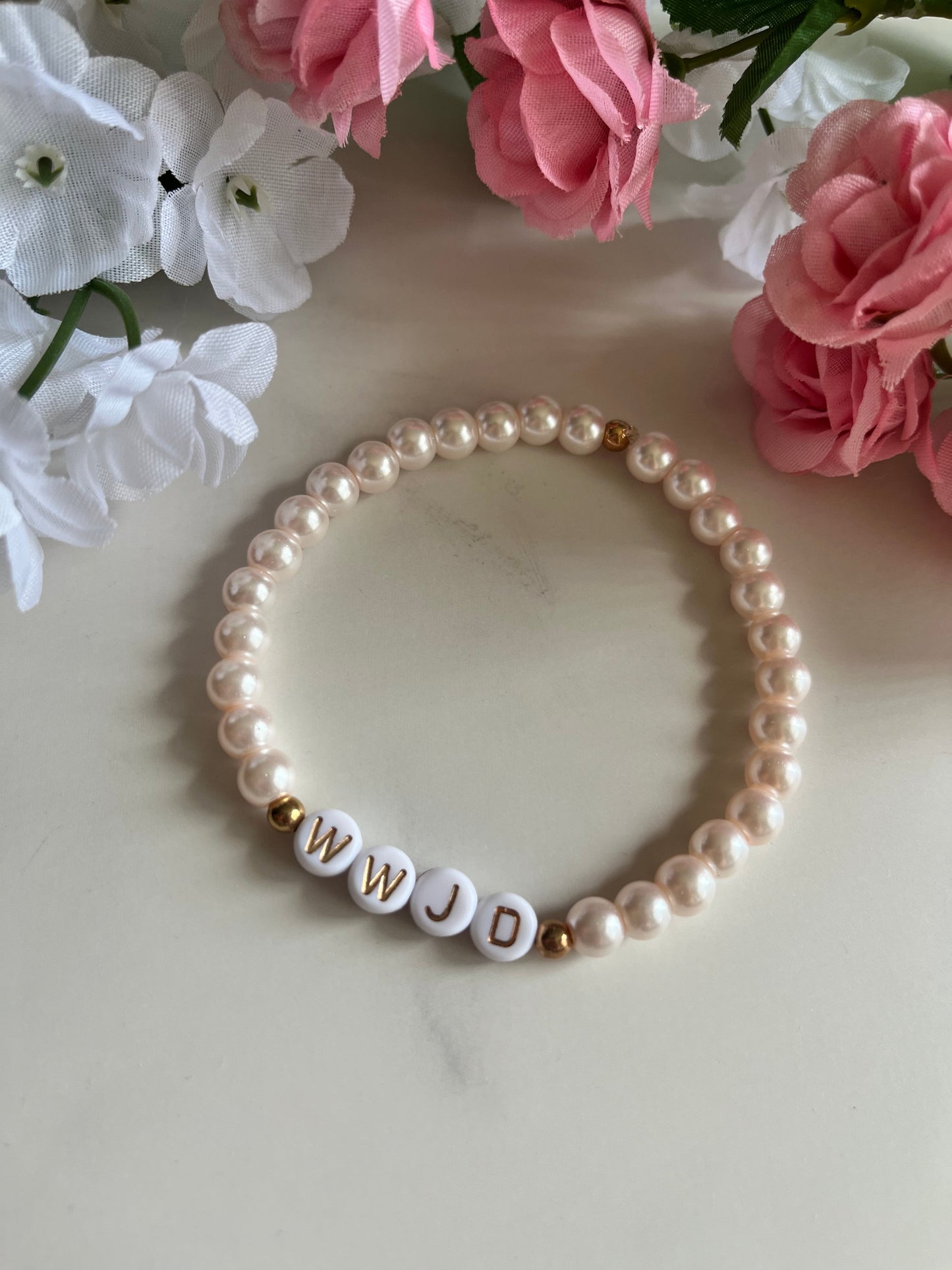 WWJD Bead Bracelet - Multi-Color Natural Stone Faith Jewelry