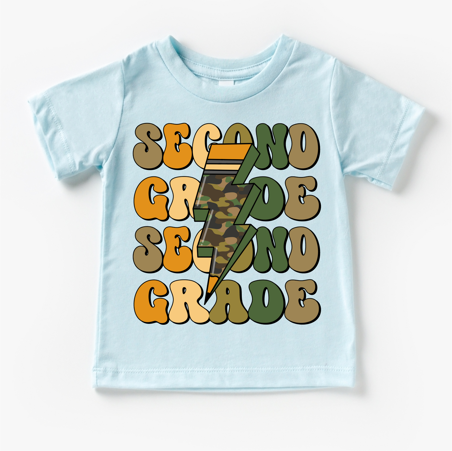 Second Grade Camo Lightning Bolt Shirt Back To School Tee Madi Moosh