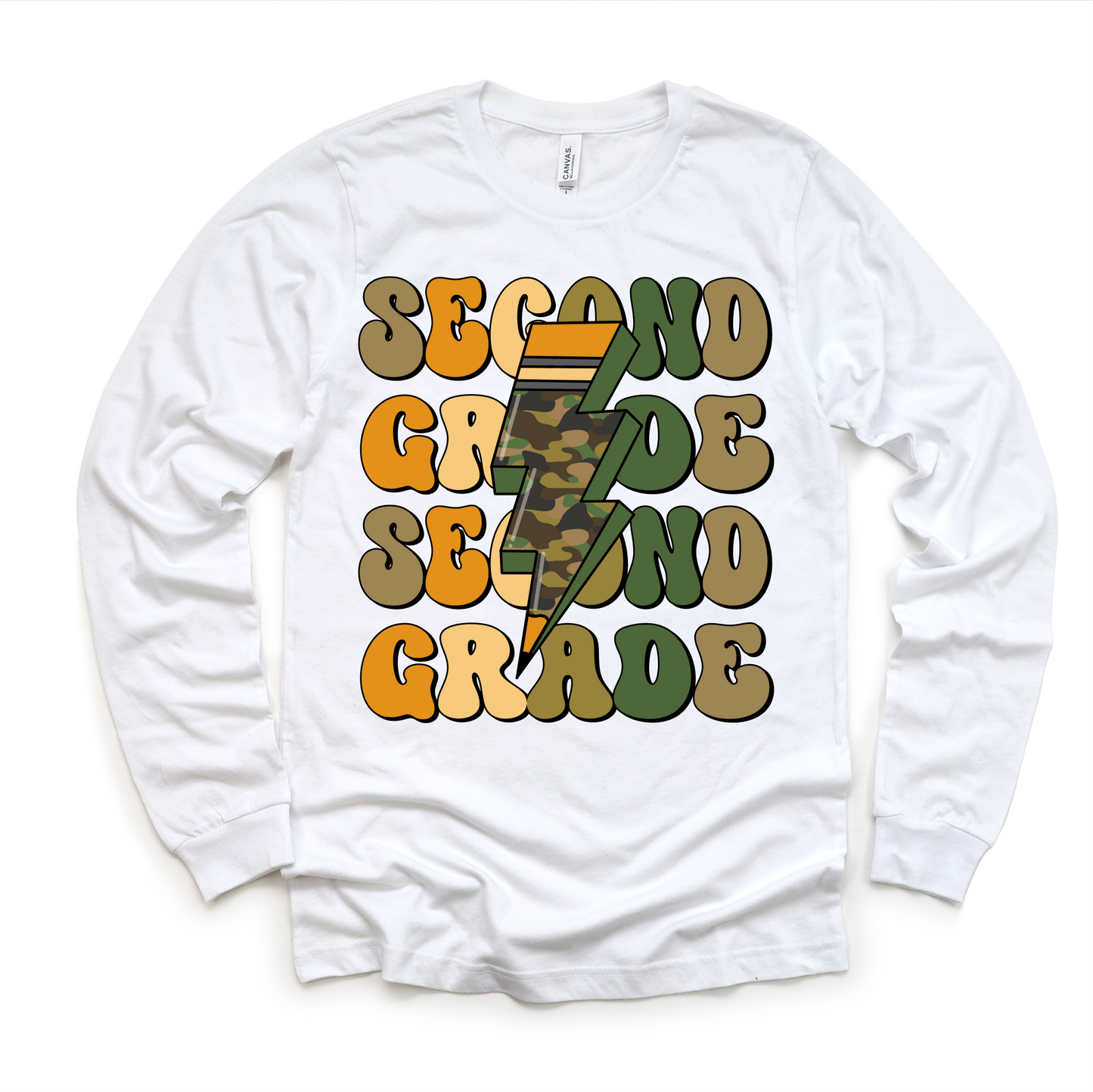 Second Grade Camo Lightning Bolt Shirt Back To School Tee Madi Moosh