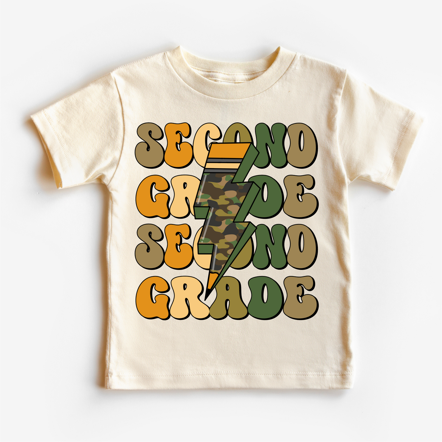 Second Grade Camo Lightning Bolt Shirt Back To School Tee Madi Moosh