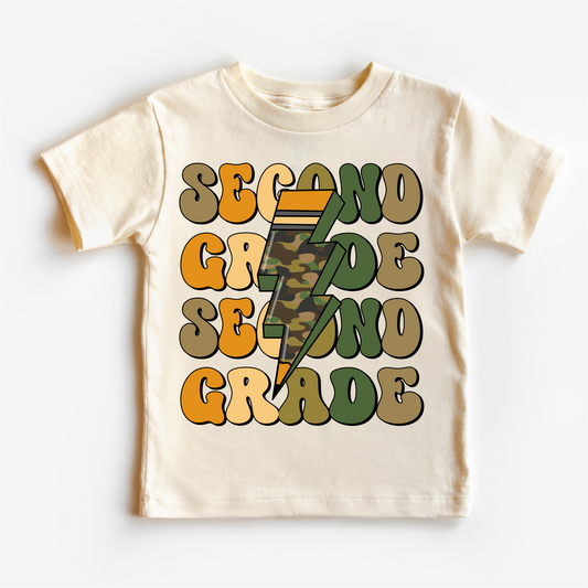 Second Grade Camo Lightning Bolt Shirt Back To School Tee Madi Moosh
