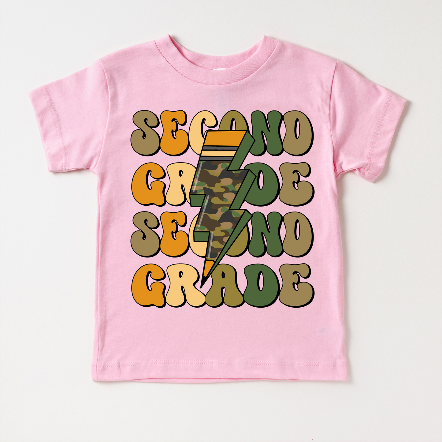 Second Grade Camo Lightning Bolt Shirt Back To School Tee Madi Moosh