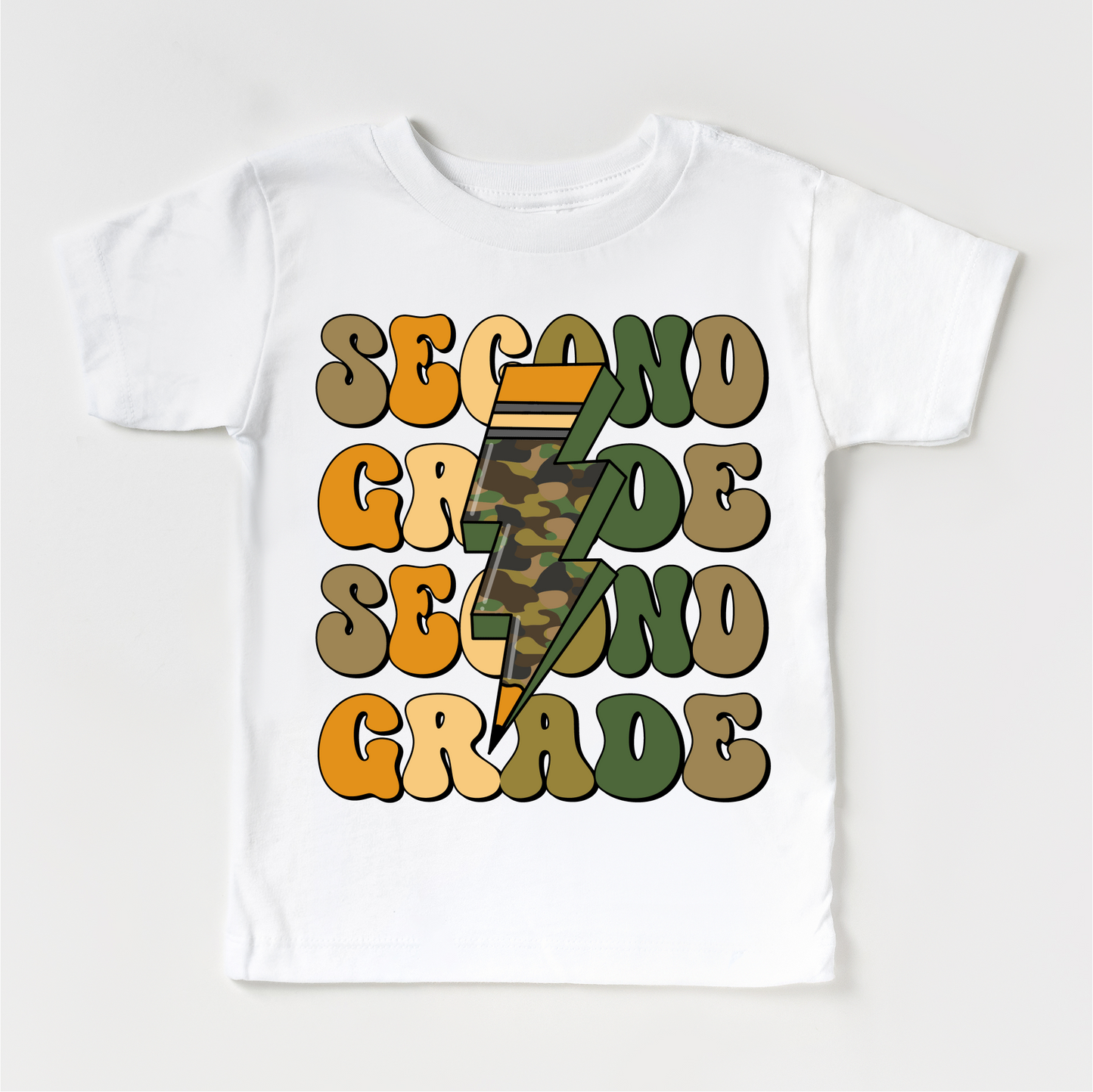 Second Grade Camo Lightning Bolt Shirt Back To School Tee Madi Moosh