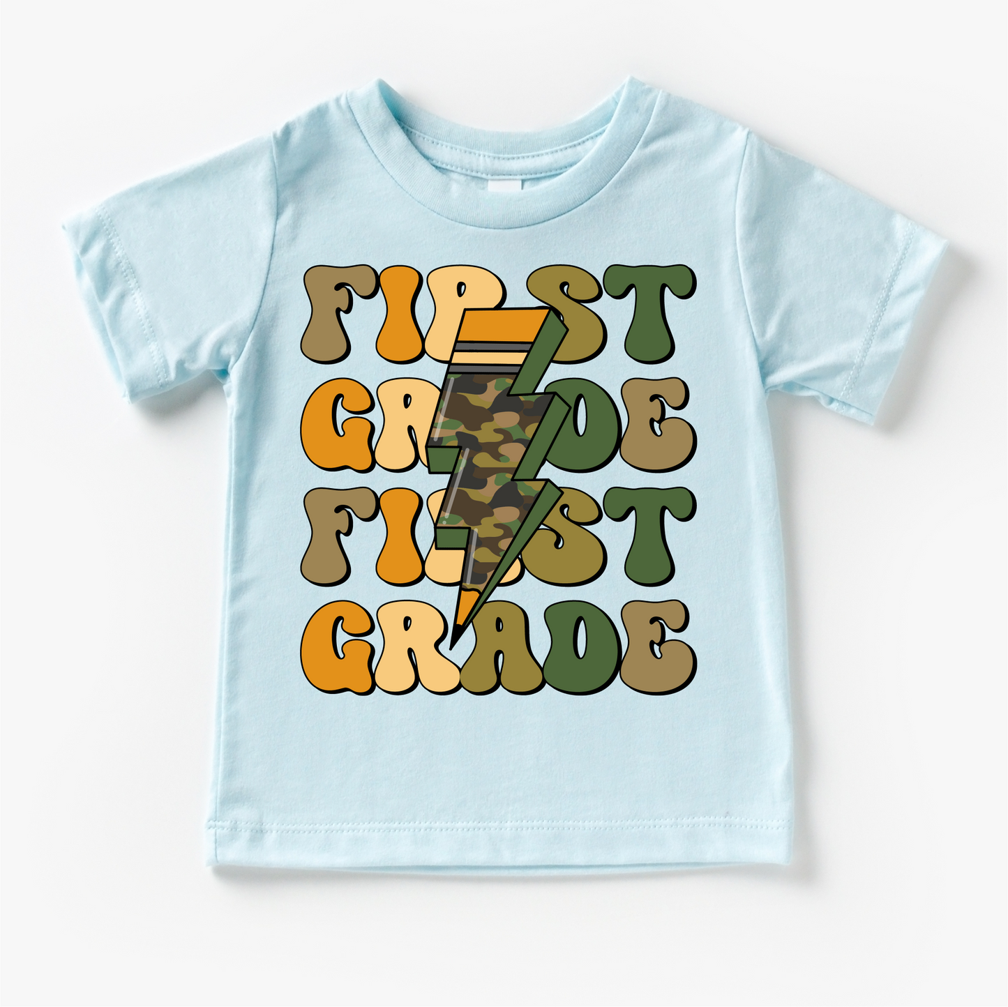 Camo Lightning Bolt Shirt First Grade Back To School Tee Madi Moosh