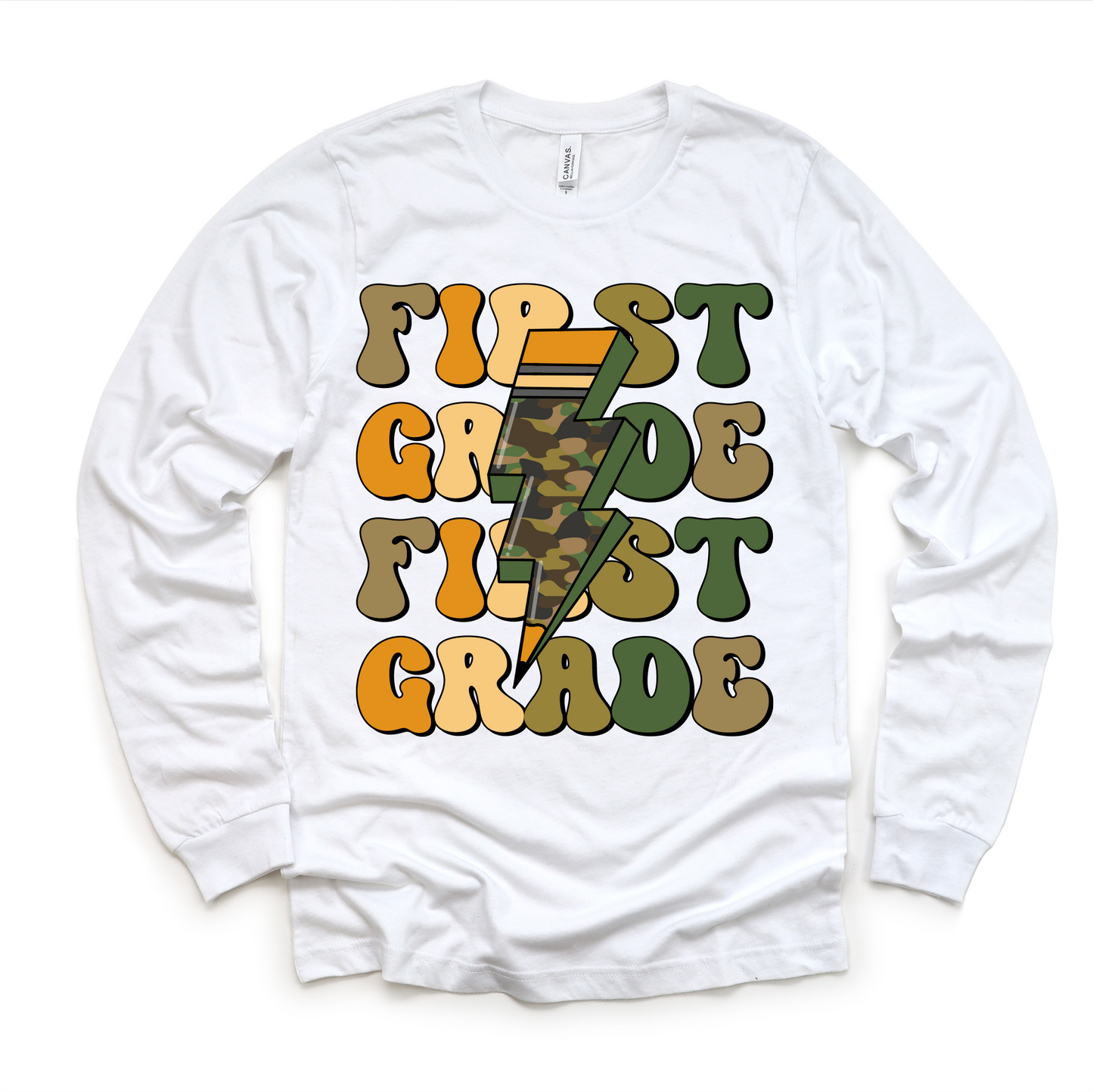 Camo Lightning Bolt Shirt First Grade Back To School Tee Madi Moosh