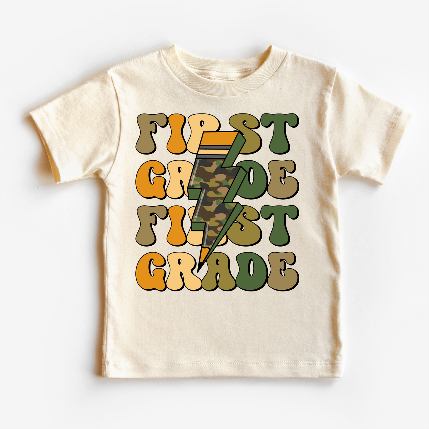 Camo Lightning Bolt Shirt First Grade Back To School Tee Madi Moosh