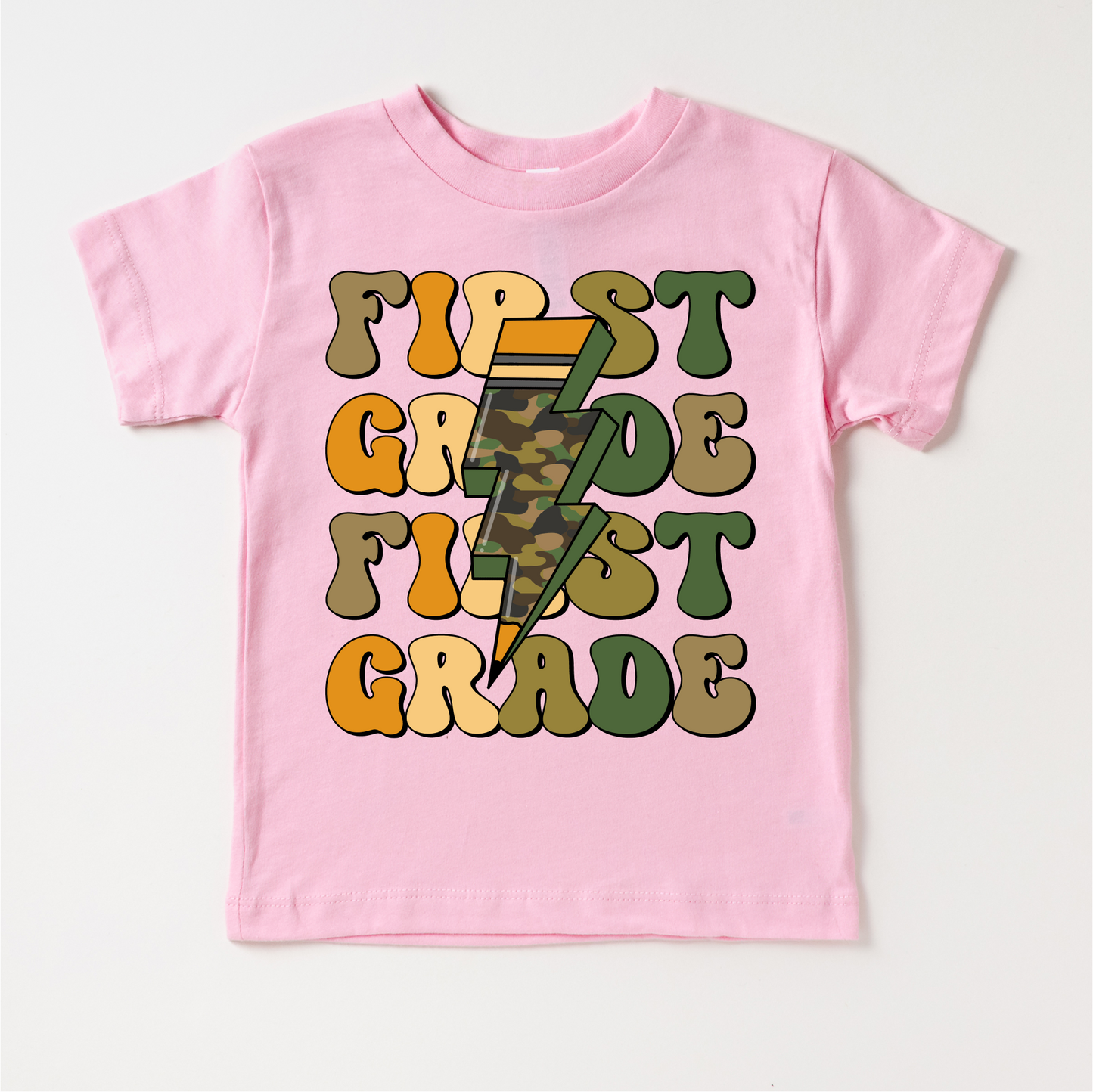 Camo Lightning Bolt Shirt First Grade Back To School Tee Madi Moosh