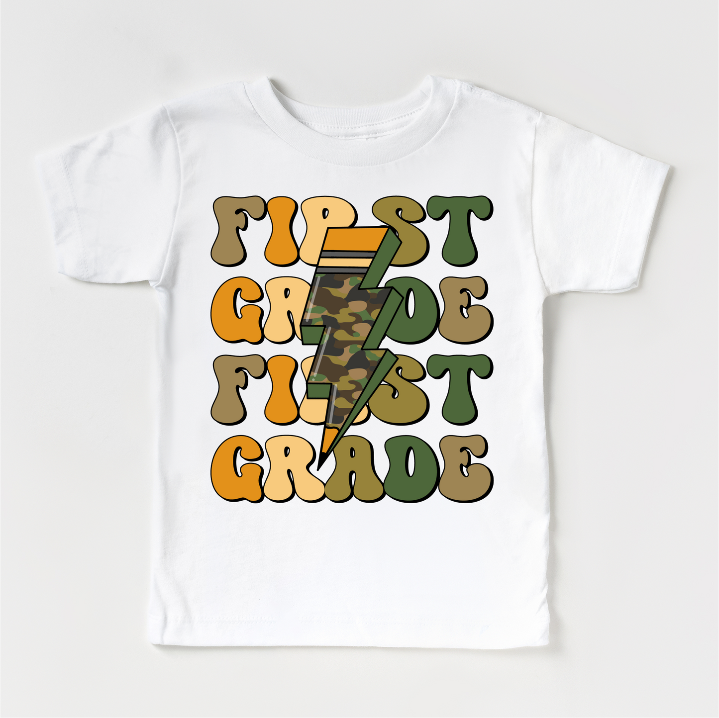Camo Lightning Bolt Shirt First Grade Back To School Tee Madi Moosh