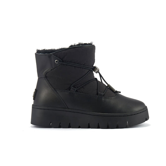 Sheepskin Fur Lined Ankle Height Snow Boot ADELINE BLACK